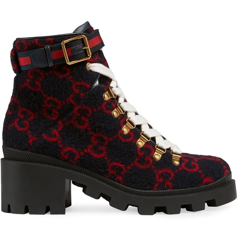 Gucci Navy and Red GG Ankle Boot